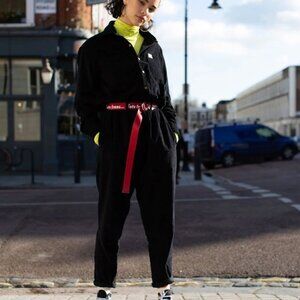 Lucy & Yak, Eddie Jumpsuit Organic Black Corduroy | L